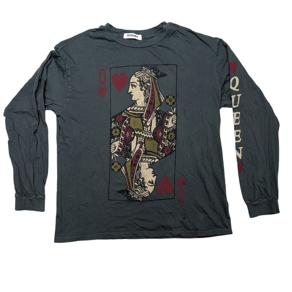 Daydreamer Queen of Hearts Long Sleeve Tee Shirt Women's Medium